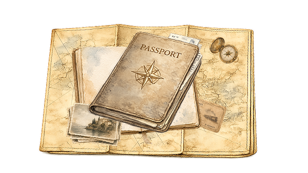 Editorial watercolor composition introducing Wander Studio